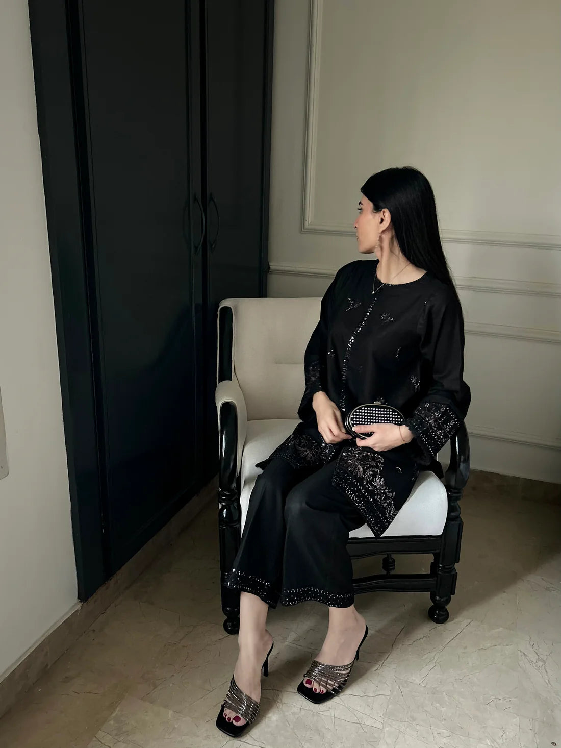 Sea Shell Inspired 2-Piece Black Suit