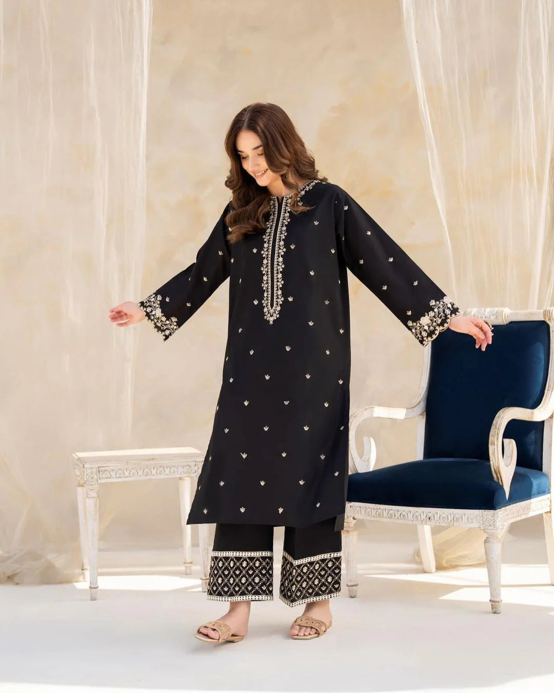 Black hock Embroidered