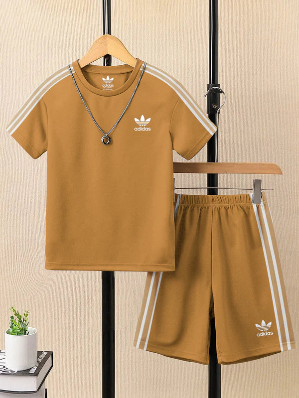 ADS Summer Tee & Shorts Set for Kids – Light Camel Shade