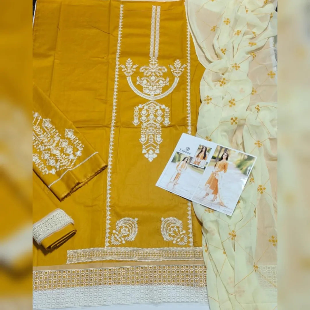 3PC Luxury Lawn | Bamber Chiffon Embroidered Duppata
