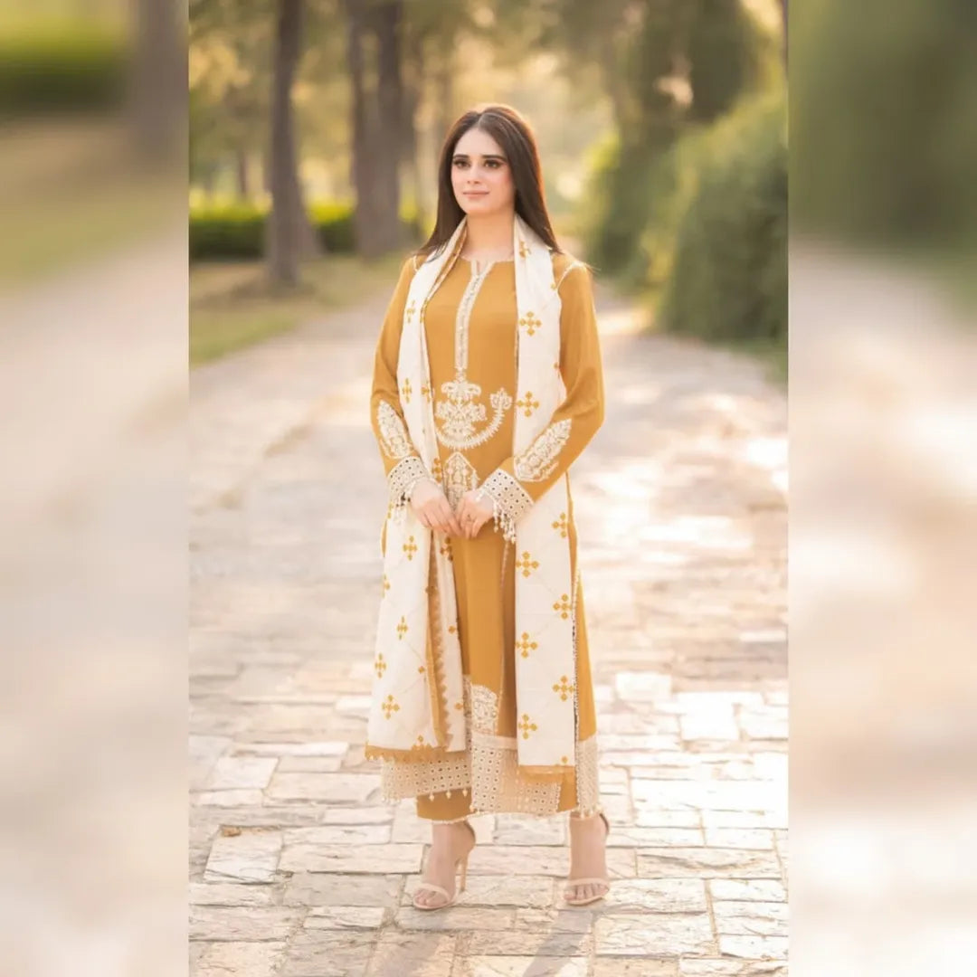 3PC Luxury Lawn | Bamber Chiffon Embroidered Duppata